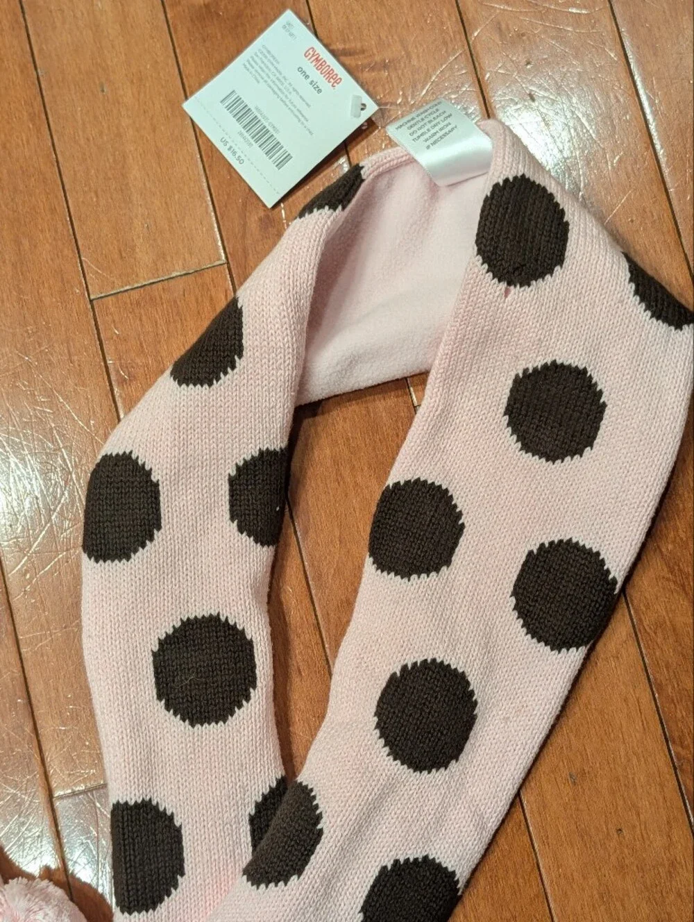 NWT Vintage Gymboree Sweeter Than Chocolate Pink & Brown Polka Dot Hat & Scarf